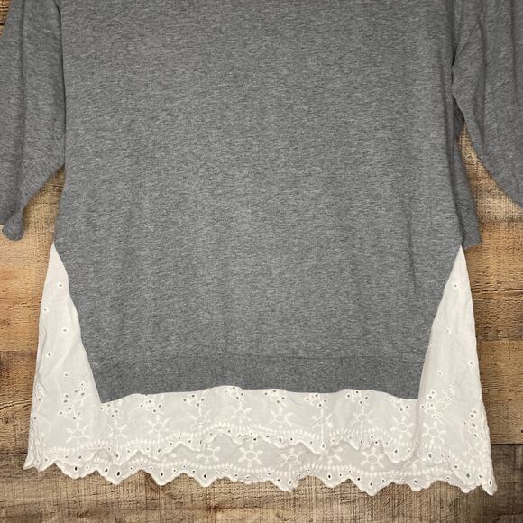 Matilda Jane In The Clouds Top Crop Sleeve Gray White Eyelet Layer Size Small - Picture 3 of 9
